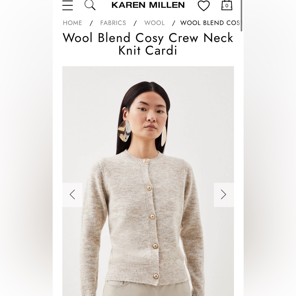 Wool Blend Cosy Crew Neck Knit Cardi - size small